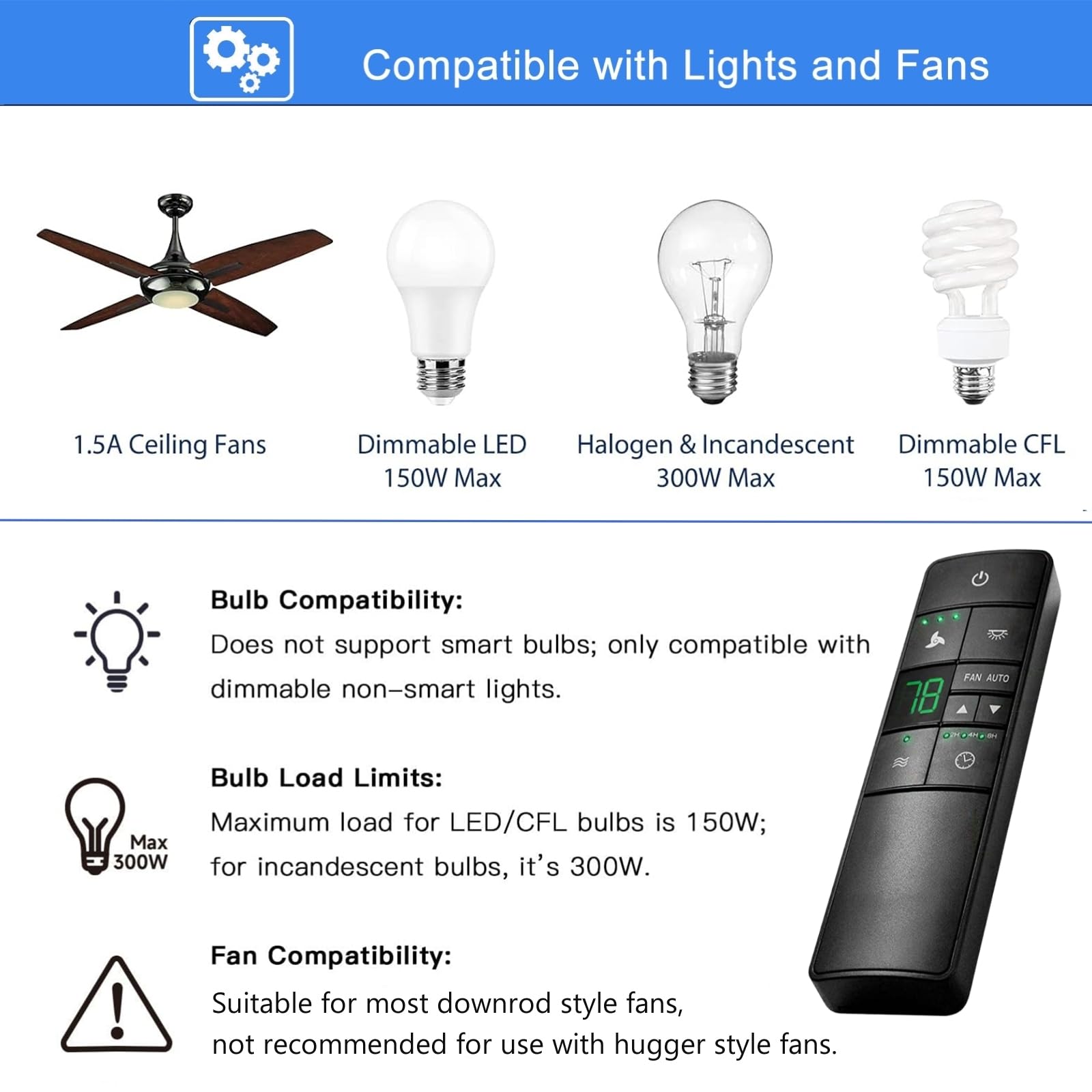 Ceiling Fan Thermostatic Remote Control Kit for Hampton Bay Home